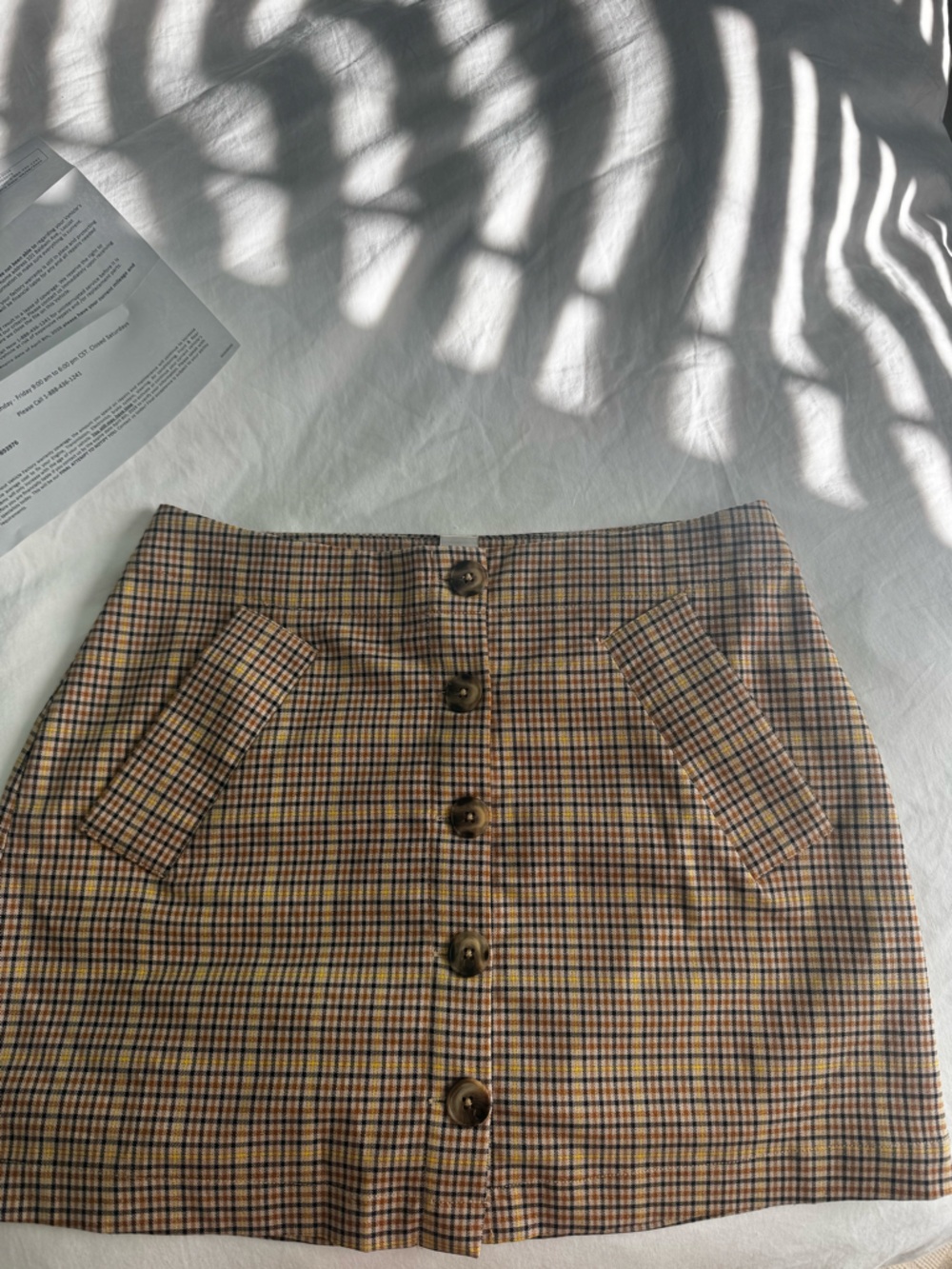 Urban Outfitters Beige Plaid Mini Skirt